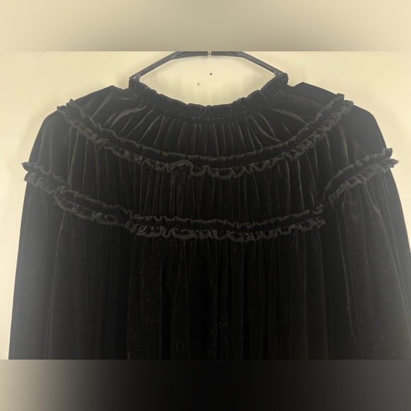 NWT Eloquii Sample Keyhole Ruffle Long Sleeve Shift Velvet Black Dress 18W - Picture 4 of 5